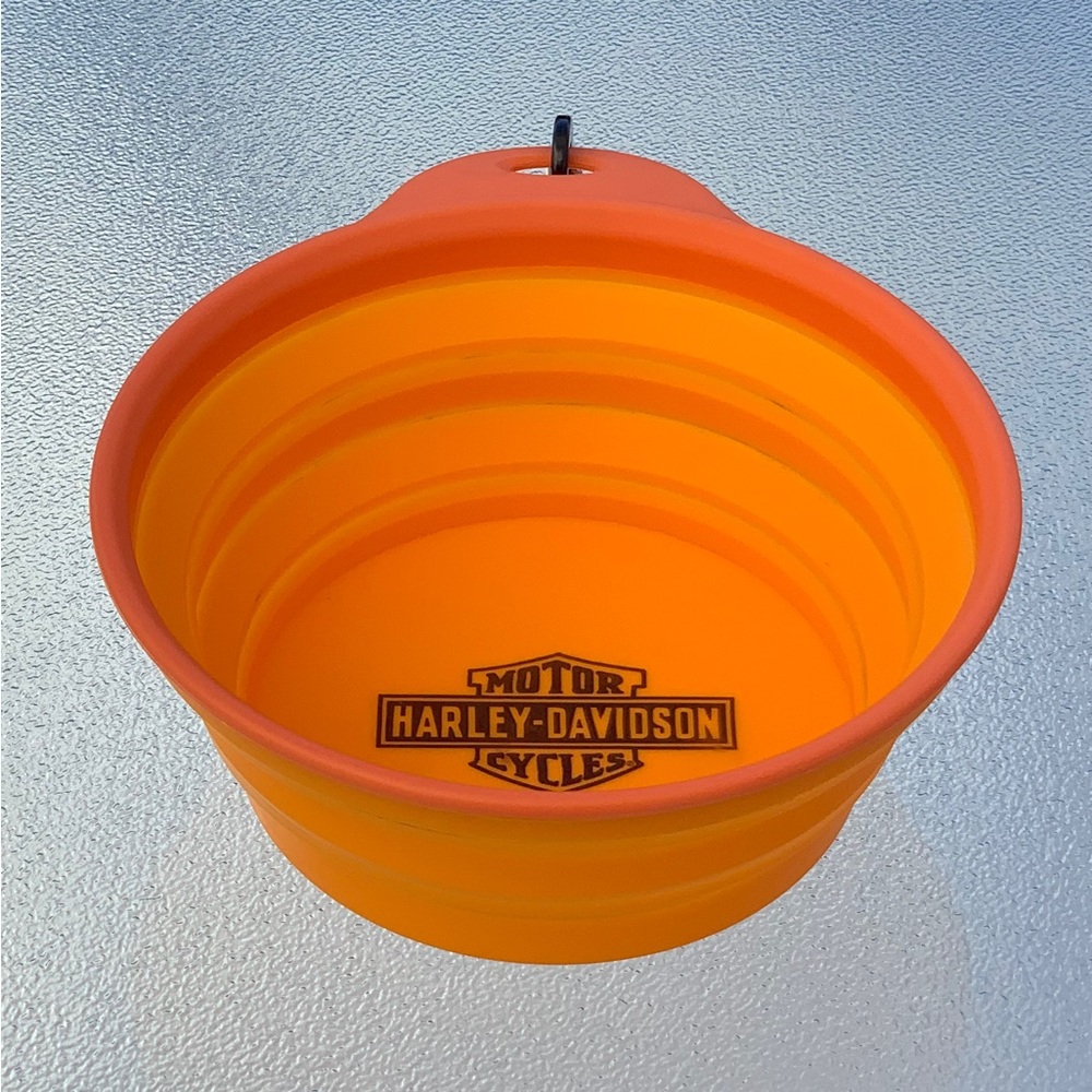 Harley-Davidson® Bright Orange Collapsible Silicone Pet Travel Bowl